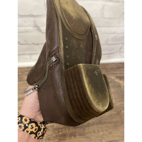 Lucky Brand‎ Basel Bootie Size 8M Dark Brown Double Zippers Chunky Heal Leather - Picture 6 of 16